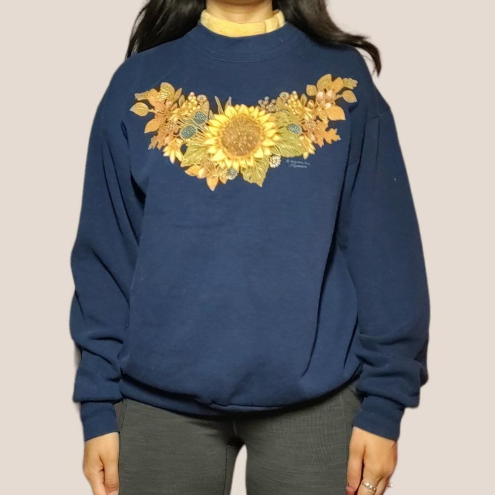 Vtg. Sunflower Fall Double Collar Sweater 🌻🌻